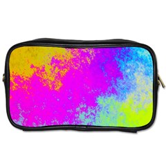 Grunge Radial Gradients Red Yellow Pink Cyan Green Toiletries Bags by EDDArt