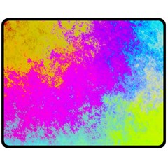 Grunge Radial Gradients Red Yellow Pink Cyan Green Double Sided Fleece Blanket (medium)  by EDDArt