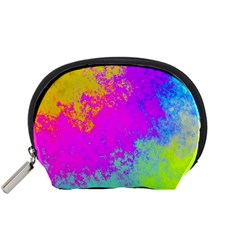 Grunge Radial Gradients Red Yellow Pink Cyan Green Accessory Pouches (small)  by EDDArt