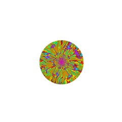 Magic Ripples Flower Power Mandala Neon Colored 1  Mini Buttons by EDDArt