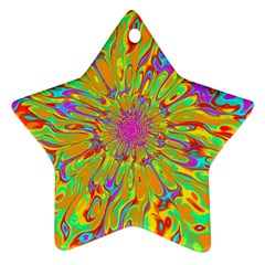 Magic Ripples Flower Power Mandala Neon Colored Ornament (star) by EDDArt