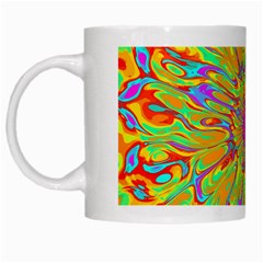 Magic Ripples Flower Power Mandala Neon Colored White Mugs by EDDArt