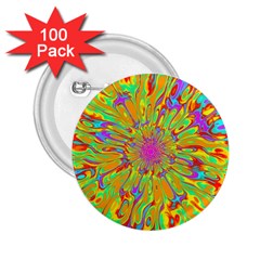 Magic Ripples Flower Power Mandala Neon Colored 2 25  Buttons (100 Pack)  by EDDArt