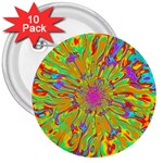 Magic Ripples Flower Power Mandala Neon Colored 3  Buttons (10 pack)  Front