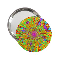 Magic Ripples Flower Power Mandala Neon Colored 2 25  Handbag Mirrors by EDDArt