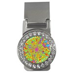 Magic Ripples Flower Power Mandala Neon Colored Money Clips (CZ)  Front