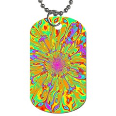 Magic Ripples Flower Power Mandala Neon Colored Dog Tag (one Side) by EDDArt