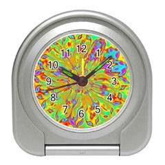 Magic Ripples Flower Power Mandala Neon Colored Travel Alarm Clocks by EDDArt