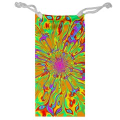 Magic Ripples Flower Power Mandala Neon Colored Jewelry Bag by EDDArt