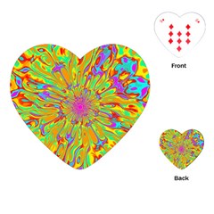 Magic Ripples Flower Power Mandala Neon Colored Playing Cards (heart)  by EDDArt