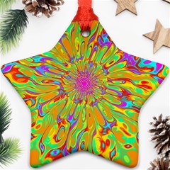 Magic Ripples Flower Power Mandala Neon Colored Star Ornament (two Sides) by EDDArt