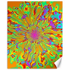 Magic Ripples Flower Power Mandala Neon Colored Canvas 16  X 20   by EDDArt