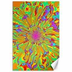 Magic Ripples Flower Power Mandala Neon Colored Canvas 24  X 36  by EDDArt