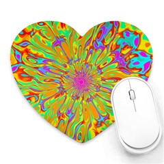 Magic Ripples Flower Power Mandala Neon Colored Heart Mousepads by EDDArt