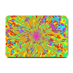 Magic Ripples Flower Power Mandala Neon Colored Small Doormat  by EDDArt