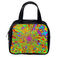 Magic Ripples Flower Power Mandala Neon Colored Classic Handbags (one Side) by EDDArt