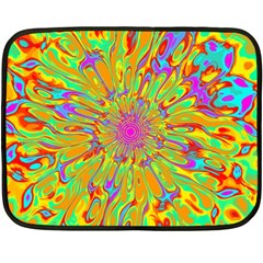 Magic Ripples Flower Power Mandala Neon Colored Double Sided Fleece Blanket (mini)  by EDDArt