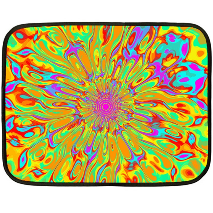 Magic Ripples Flower Power Mandala Neon Colored Double Sided Fleece Blanket (Mini) 