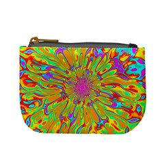 Magic Ripples Flower Power Mandala Neon Colored Mini Coin Purses by EDDArt