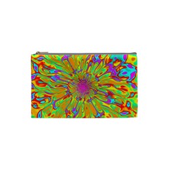 Magic Ripples Flower Power Mandala Neon Colored Cosmetic Bag (small)  by EDDArt