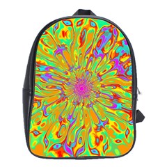 Magic Ripples Flower Power Mandala Neon Colored School Bags(large)  by EDDArt