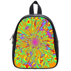 Magic Ripples Flower Power Mandala Neon Colored School Bags (small)  by EDDArt