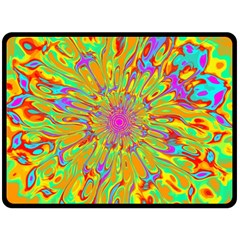 Magic Ripples Flower Power Mandala Neon Colored Fleece Blanket (large)  by EDDArt