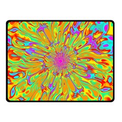 Magic Ripples Flower Power Mandala Neon Colored Fleece Blanket (small) by EDDArt