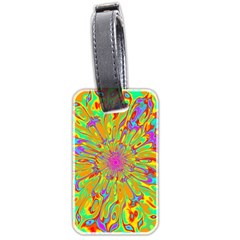 Magic Ripples Flower Power Mandala Neon Colored Luggage Tags (two Sides) by EDDArt