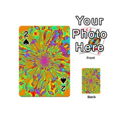 Magic Ripples Flower Power Mandala Neon Colored Playing Cards 54 (mini)  by EDDArt