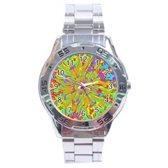 Magic Ripples Flower Power Mandala Neon Colored Stainless Steel Analogue Watch by EDDArt