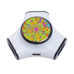 Magic Ripples Flower Power Mandala Neon Colored 3-port Usb Hub by EDDArt