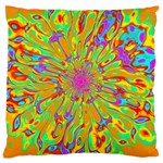 Magic Ripples Flower Power Mandala Neon Colored Large Cushion Case (One Side) Front