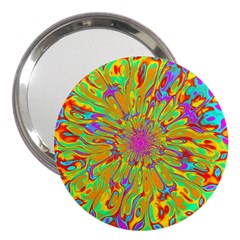 Magic Ripples Flower Power Mandala Neon Colored 3  Handbag Mirrors by EDDArt