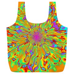 Magic Ripples Flower Power Mandala Neon Colored Full Print Recycle Bags (l)  by EDDArt