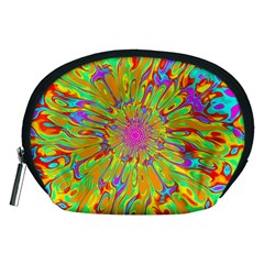 Magic Ripples Flower Power Mandala Neon Colored Accessory Pouches (medium)  by EDDArt