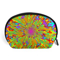 Magic Ripples Flower Power Mandala Neon Colored Accessory Pouches (large)  by EDDArt