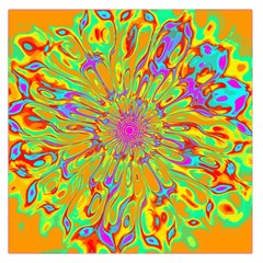 Magic Ripples Flower Power Mandala Neon Colored Large Satin Scarf (square) by EDDArt