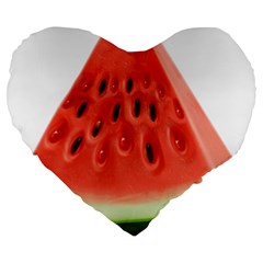 Piece Of Watermelon Large 19  Premium Flano Heart Shape Cushions