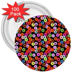 Colorful Yummy Donuts Pattern 3  Buttons (100 Pack)  by EDDArt