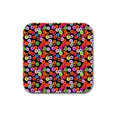 Colorful Yummy Donuts Pattern Rubber Square Coaster (4 Pack)  by EDDArt