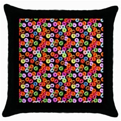 Colorful Yummy Donuts Pattern Throw Pillow Case (black) by EDDArt