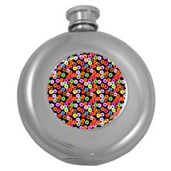 Colorful Yummy Donuts Pattern Round Hip Flask (5 Oz) by EDDArt