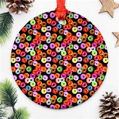 Colorful Yummy Donuts Pattern Round Ornament (two Sides) by EDDArt