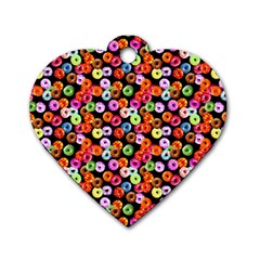 Colorful Yummy Donuts Pattern Dog Tag Heart (two Sides) by EDDArt