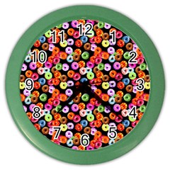 Colorful Yummy Donuts Pattern Color Wall Clocks by EDDArt