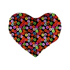 Colorful Yummy Donuts Pattern Standard 16  Premium Heart Shape Cushions by EDDArt