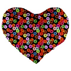 Colorful Yummy Donuts Pattern Large 19  Premium Heart Shape Cushions by EDDArt