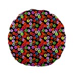 Colorful Yummy Donuts Pattern Standard 15  Premium Flano Round Cushions Back