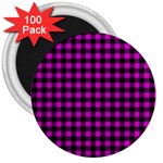 Lumberjack Fabric Pattern Pink Black 3  Magnets (100 pack) Front